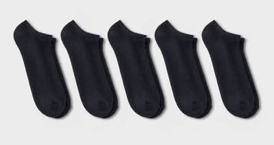 Dealworthy Cushioned Sole Midweight Knit No Show Socks, Men, 6-12, Black (5 ct)