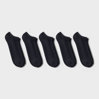 Dealworthy Cushioned Sole Midweight Knit No Show Socks, Men, 6-12, Black (5 ct)