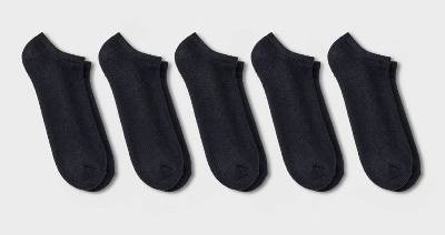 Men's No Show Socks 5pk - Dealworthy™ Black 6-12: Cushioned Sole, Midweight Knit, Size 6-12