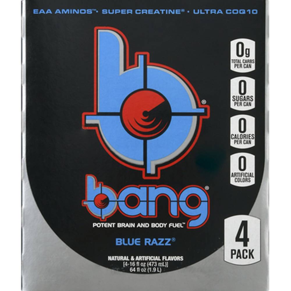 Bang Blue Razz Energy Drink (4 x 16 fl oz)