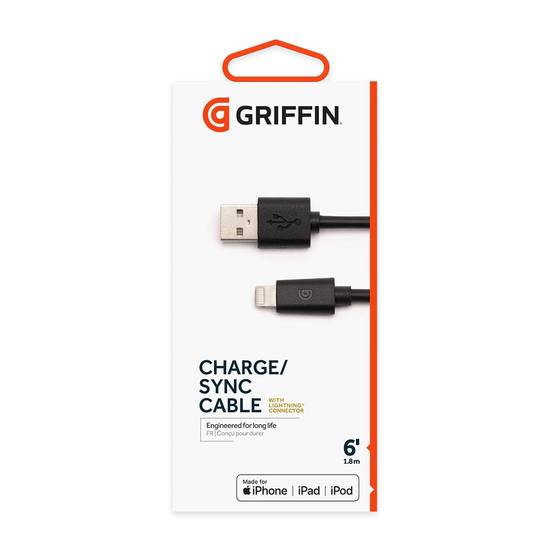 Griffin USB-A to Lightning Cable - 6FT - Black. Lifetime Warranty.