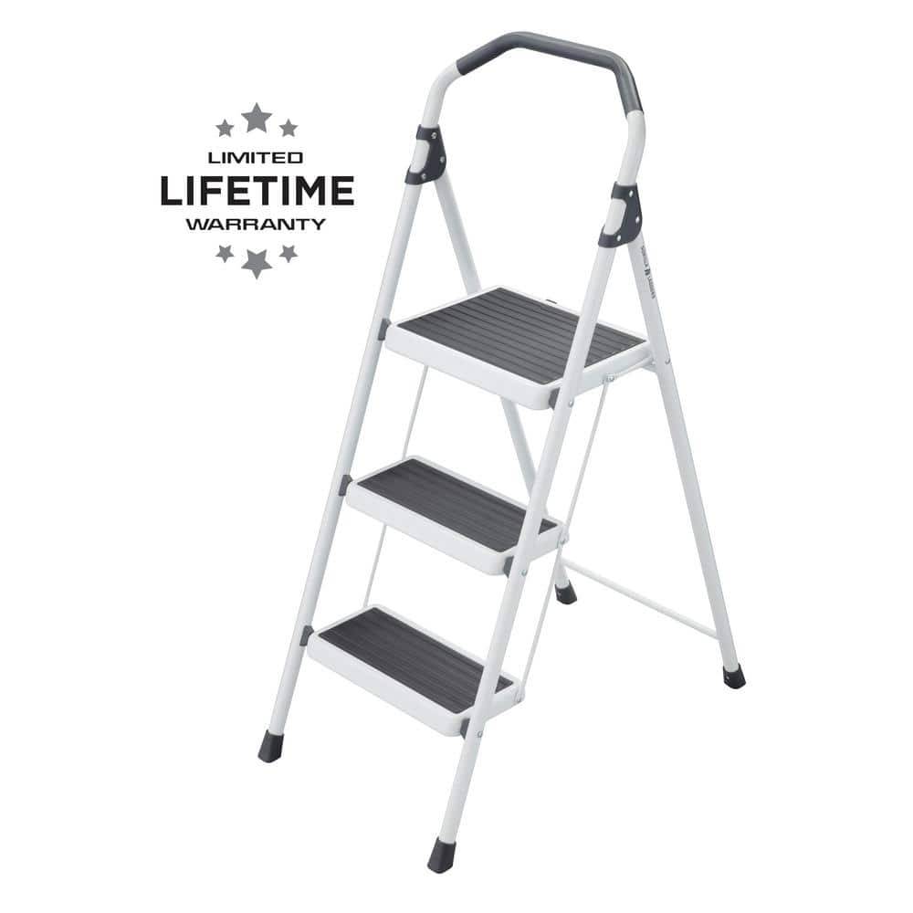 Gorilla Steel Lightweight 3 Step Stool Ladder, 4 ft