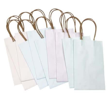 10-Pack Small Kraft Gift Bags 8.35in x 5.2in Pastel