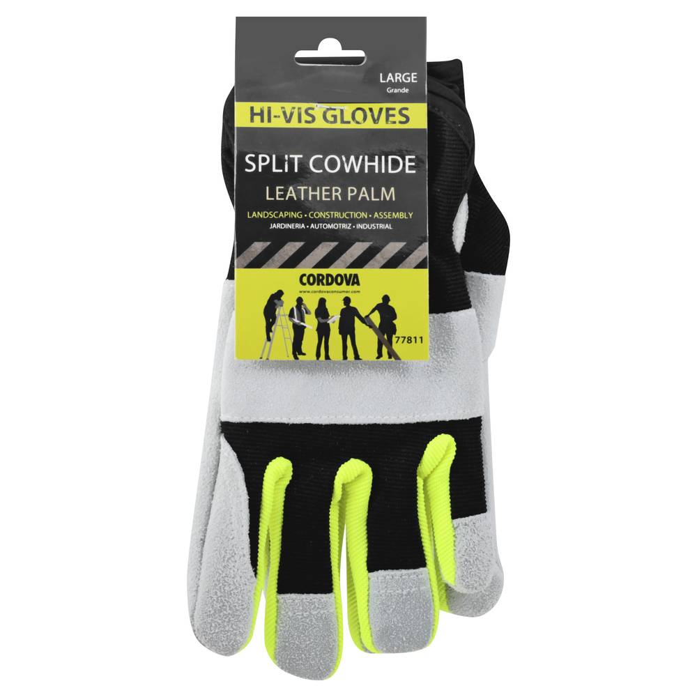 Cordova Large Spilt Cowhide Leather Palm Hi-Vis Gloves