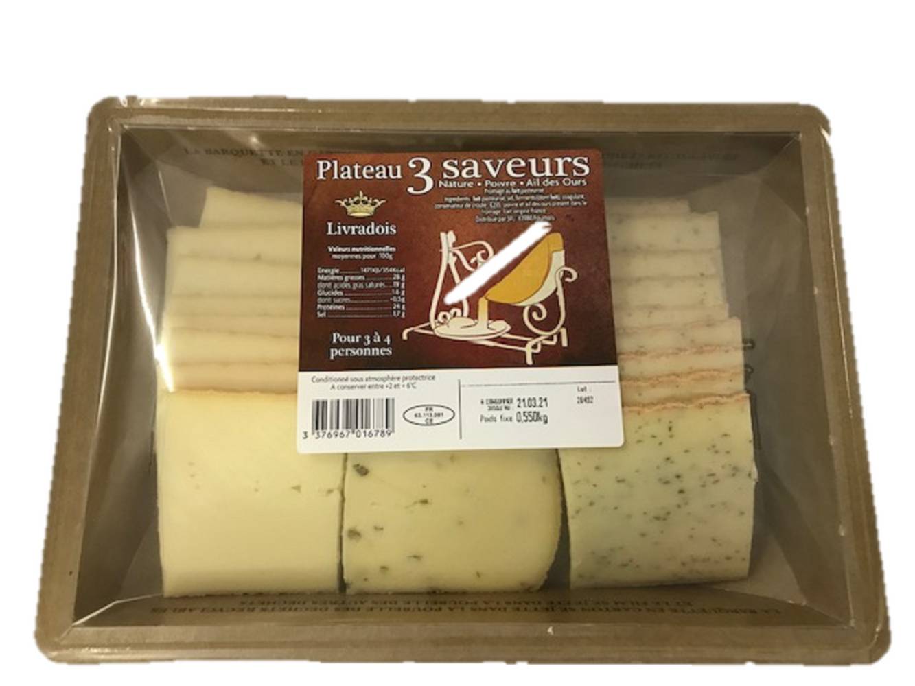 Livradois - Plateau 3 saveurs nature poivre ail des ours (550g)