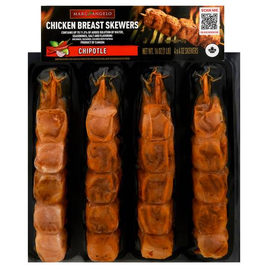 Marcangelo Foods Chipotle Chicken Breast Skewers