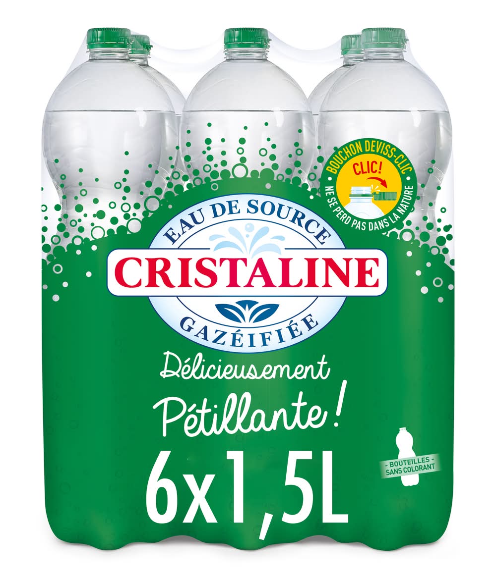 Cristaline - Eau de source pétillante cristalline sans colorant (6 x 1,5L)