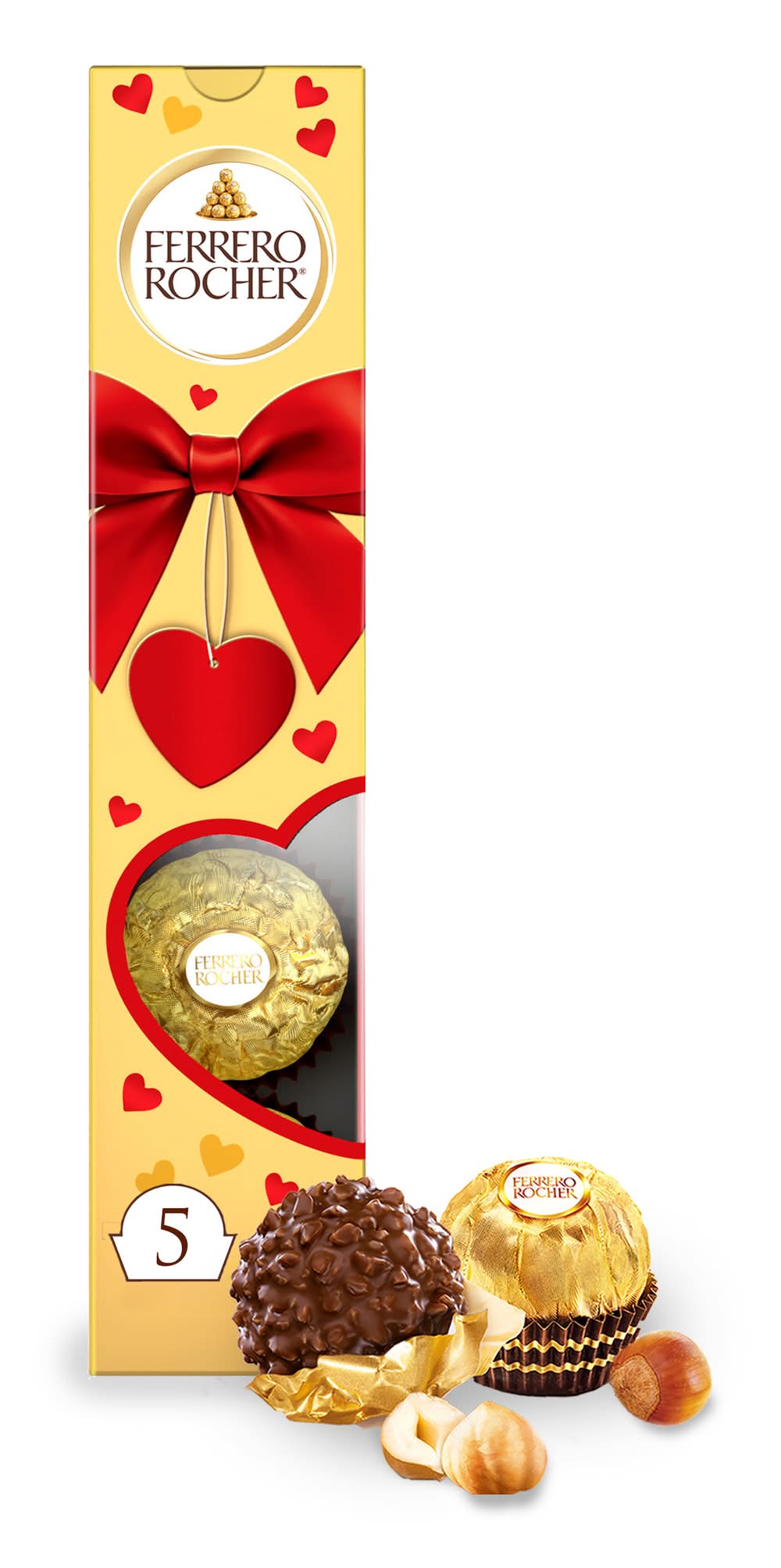 Ferrero Rocher Valentine's Box Fine Hazelnut Chocolates (2.2 oz)