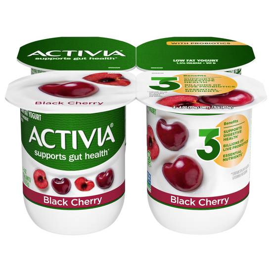Activia Black Cherry Probiotic Lowfat Yogurt (4 ct)
