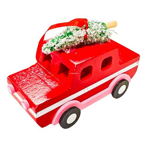 Wood Car with Tree Christmas Tree Ornament Red - Wondershop™