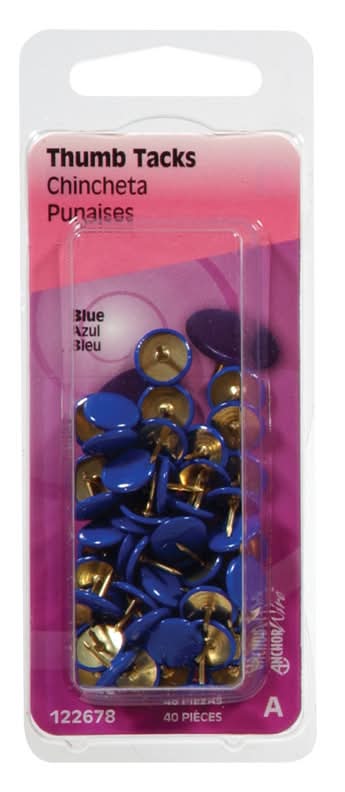 Hillman Blue Push Pins 40 Pk