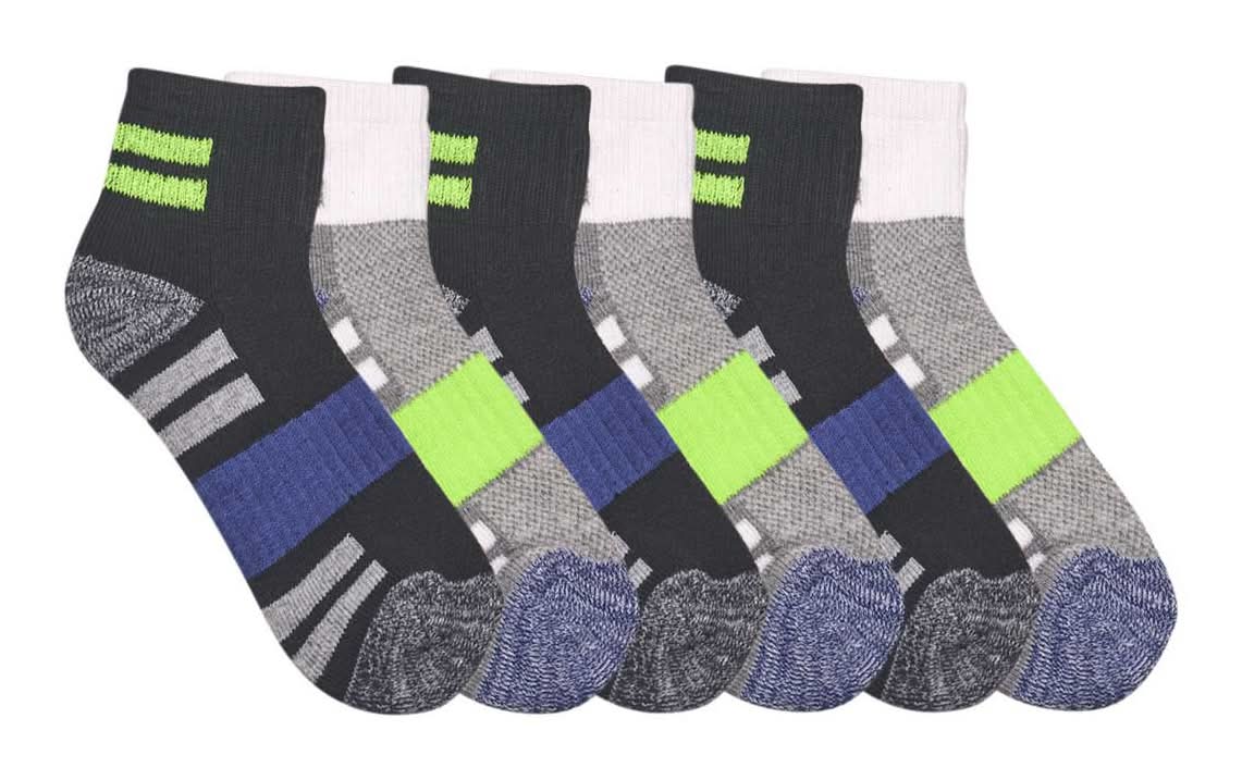 Zone Pro Boys' Half Cushion Ankle Socks - Large 6 Ct