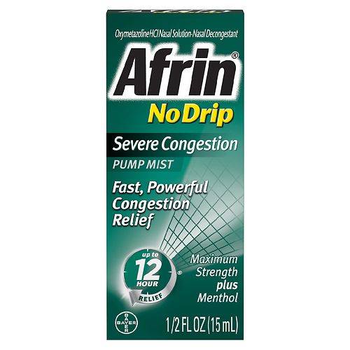 Afrin No Drip 12 Hour Pump Mist, Severe Congestion - 0.5 fl oz