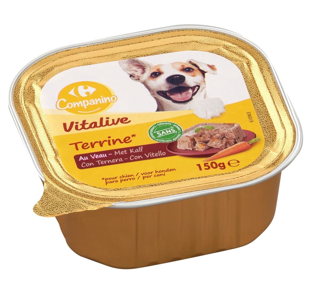 Carrefour Companino Vitalive Terrine pour Chien au Veau 150 g