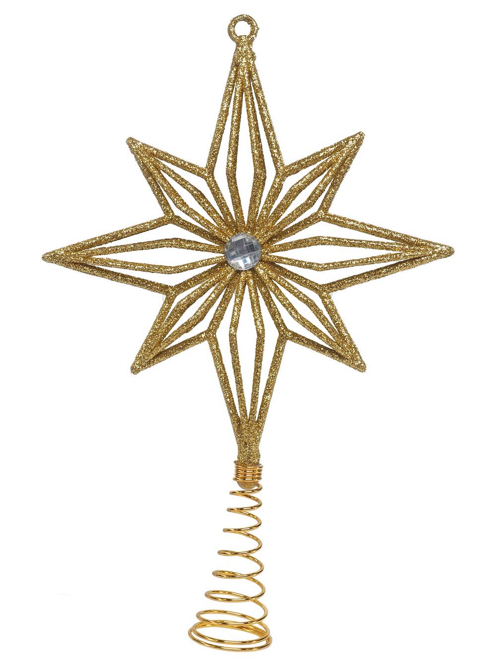 Glittered Star Shaped Christmas Tree Top, Golden