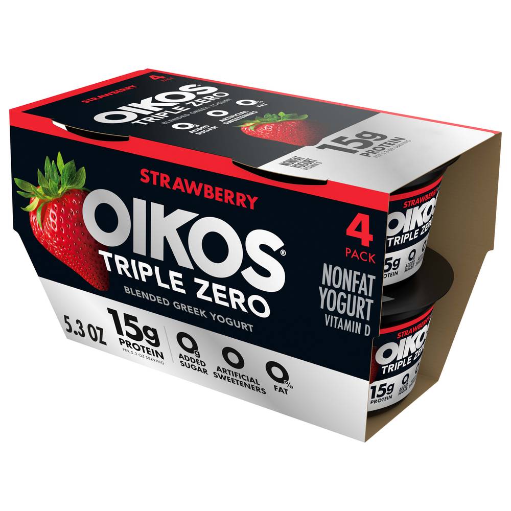 Oikos Triple Zero Strawberry Blended Greek Yogurt (4 ct)