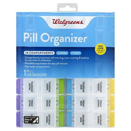 Walgreens 7-day Pill Organizer With 28 Compartments Large