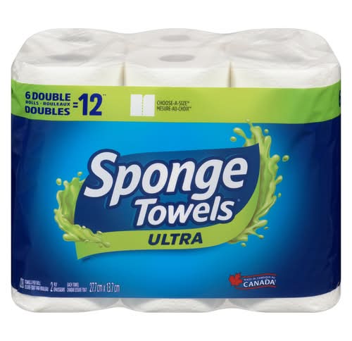 SpongeTowels Ultra 2 Ply Paper Towel Rolls, 27.7x13.7 cm (6 ct)
