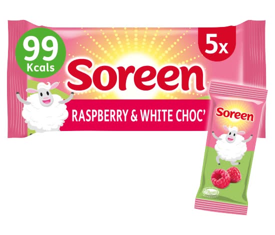 Soreen Raspberry-White Chocolate, Mini Loaves Snack Bars Limited Edition (5 pack)