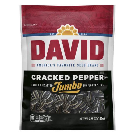 David Jumbo Cracked Pepper Sunflower Seeds 5.25oz