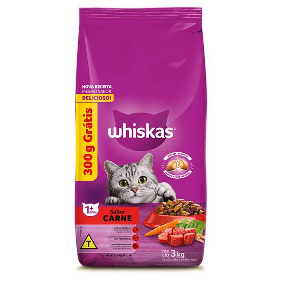 Whiskas ração para gatos sabor carne