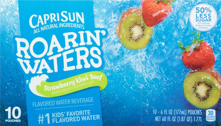 Capri Sun Roarin' Waters Beverage Pouches (10 pack, 6 fl oz) (strawberry-kiwi)