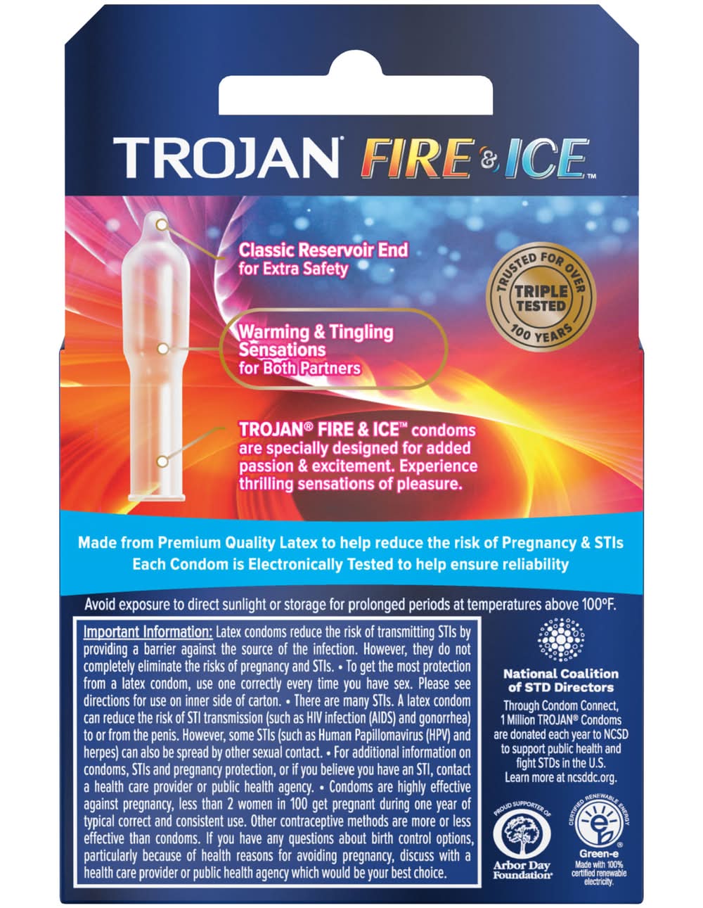 Trojan Fire & Ice Lubricated Latex Condoms (1.1 oz, 3 ct) | Postmates