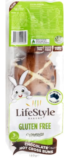 Lifestyle Bakery Gluten Free Chocolate Hot Cross Buns (180g)