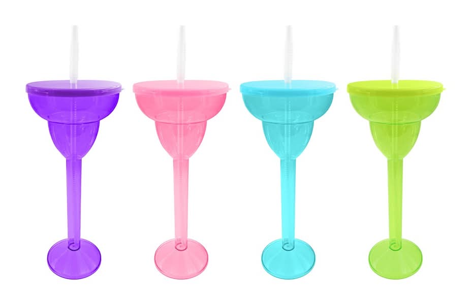 Margarita Yard Glass With Straw, Assorted Colors, 1-ct.