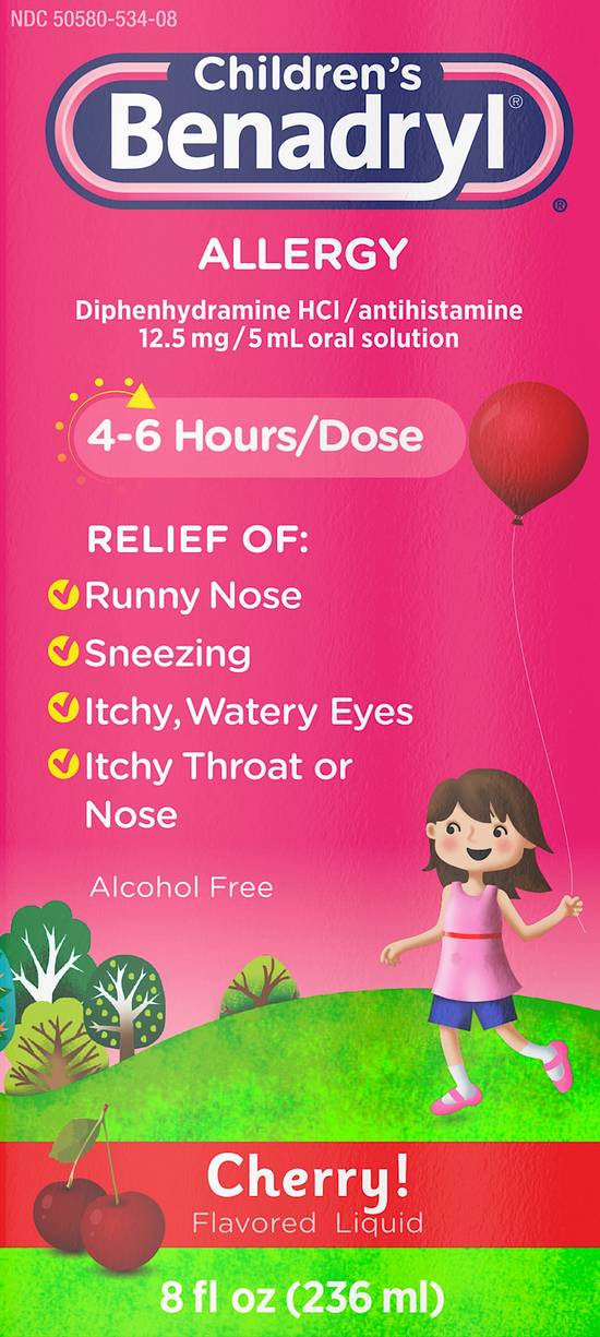 Children's Benadryl Cherry Flavored Allergy Liquid