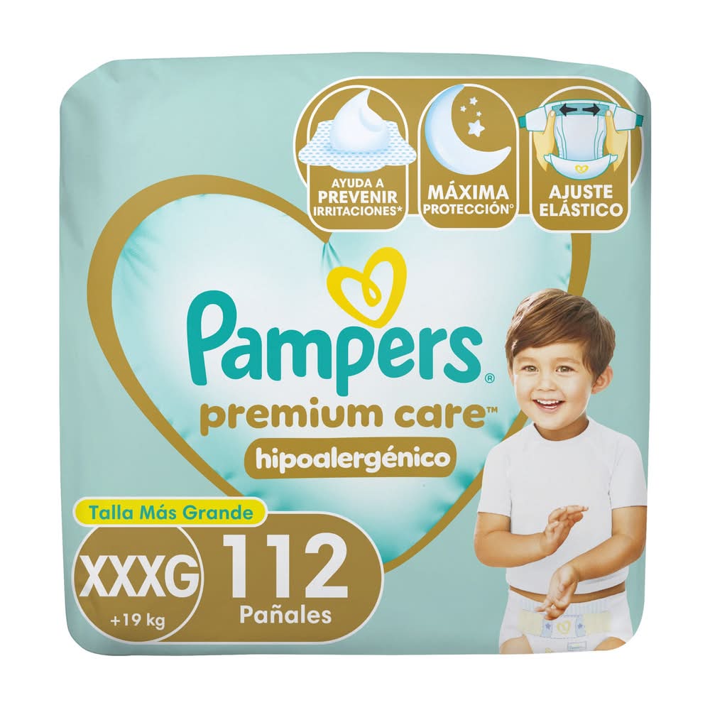 Pampers · Premium care hipoalergénico pañales desechables para bebés - XXXG (112 un)