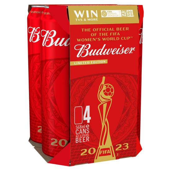 Budweiser Lager Beer Cans 4x568ml