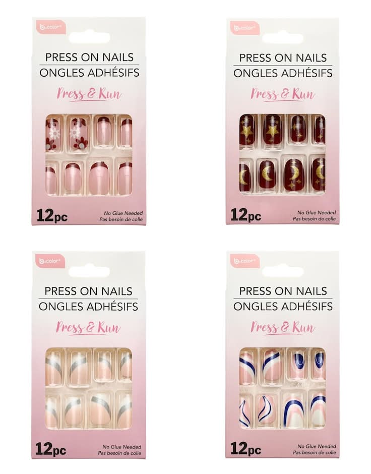 B Color Press On Nails, 12-pc.