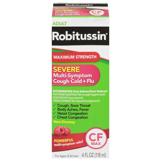 Robitussin Maximum Strength Severe Cough + Flu Relief Cf (4 fl oz)