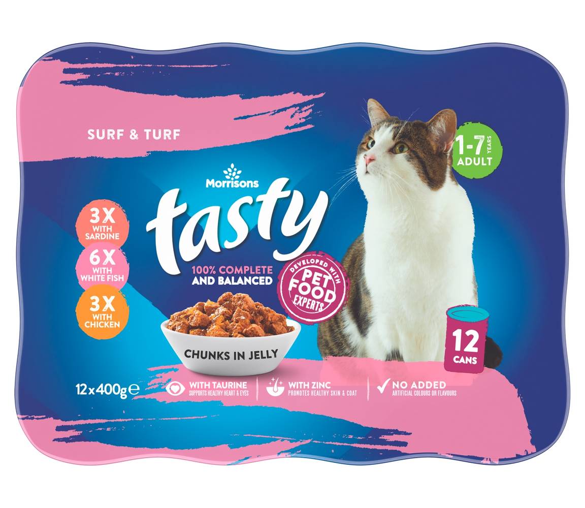 Morrisons Cat Food Fish & Meat Chunks In Jelly 12 X 400G