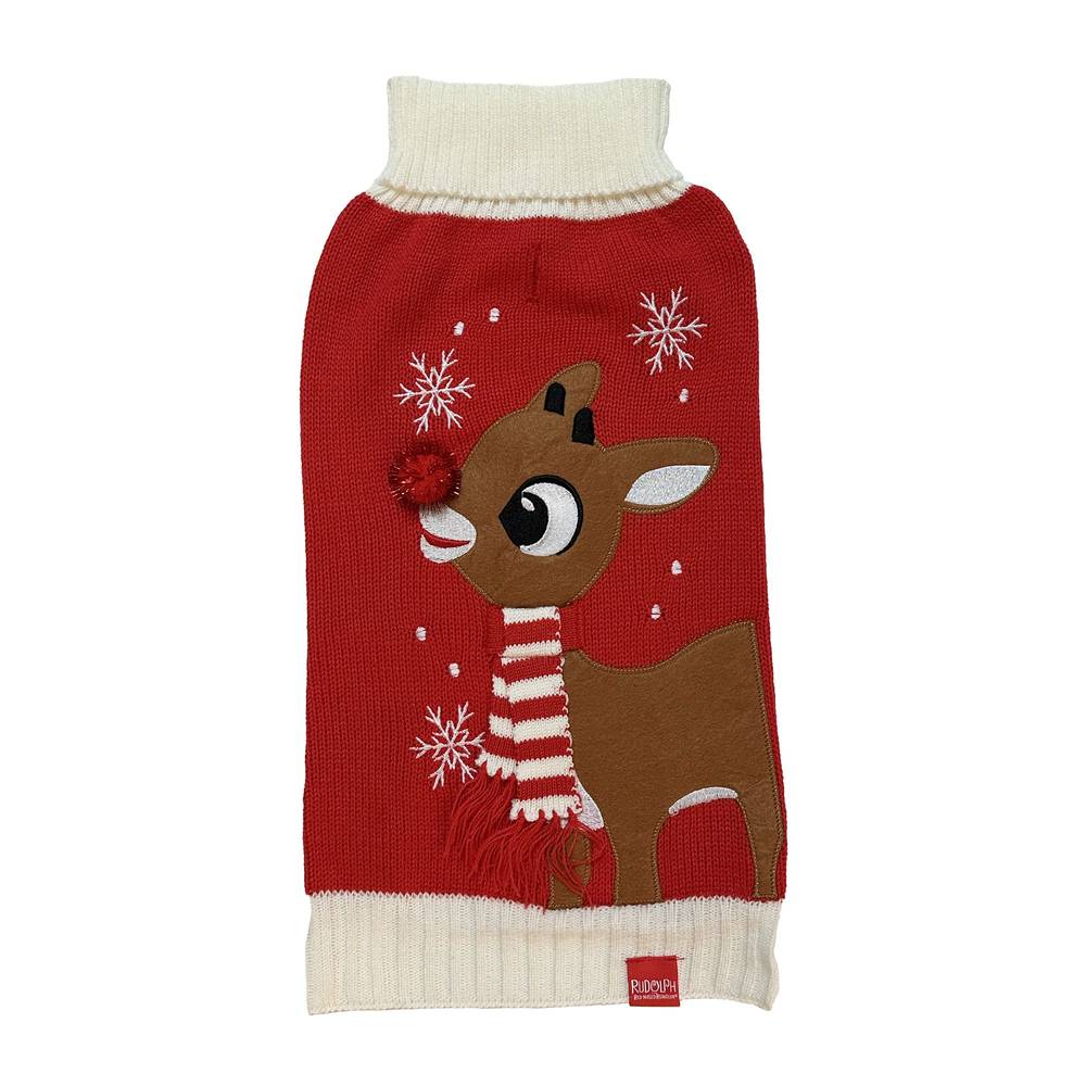 Rudolph Holiday Pet Sweater, Medium, Red