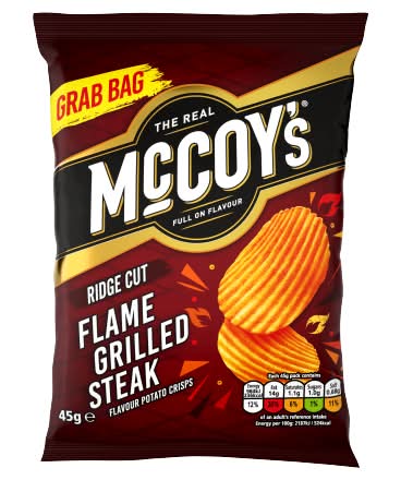 McCoy's Flame Grilled Steak, Ridge Cut Potato Crisps (45g)