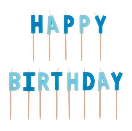 Blue Happy Birthday Candles 13-Count
