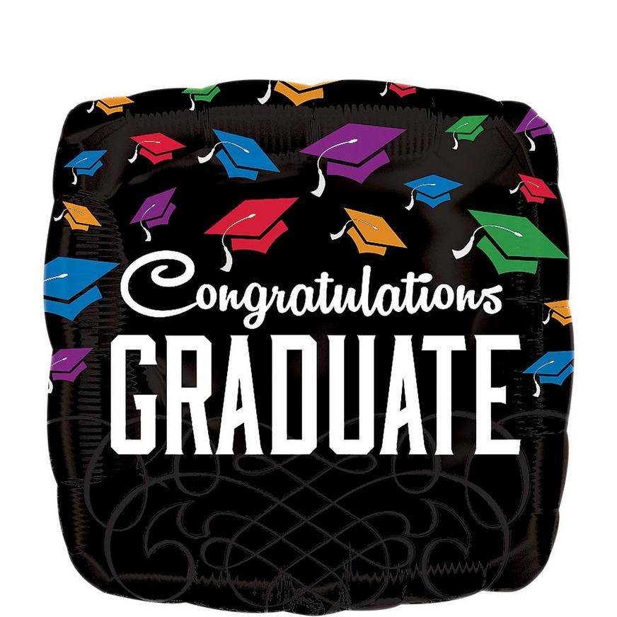 Uninflated Graduation Balloon - Square Congratulations, 17in