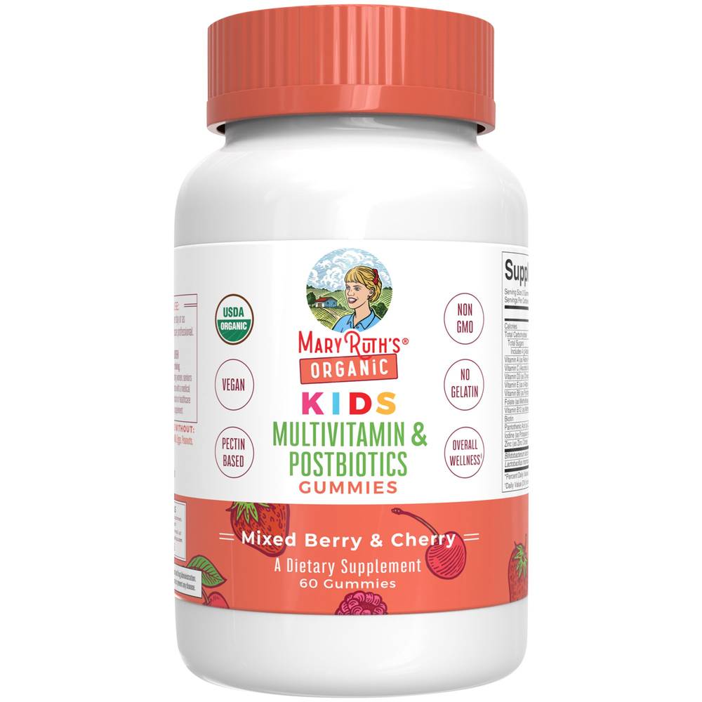 Organic Kid'S Multivitamin & Postbiotics Gummies - Berry & Cherry (60 Gummies)