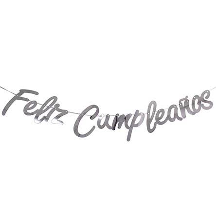 Guía Metálica Feliz Cumpleaños 19cm - Plata