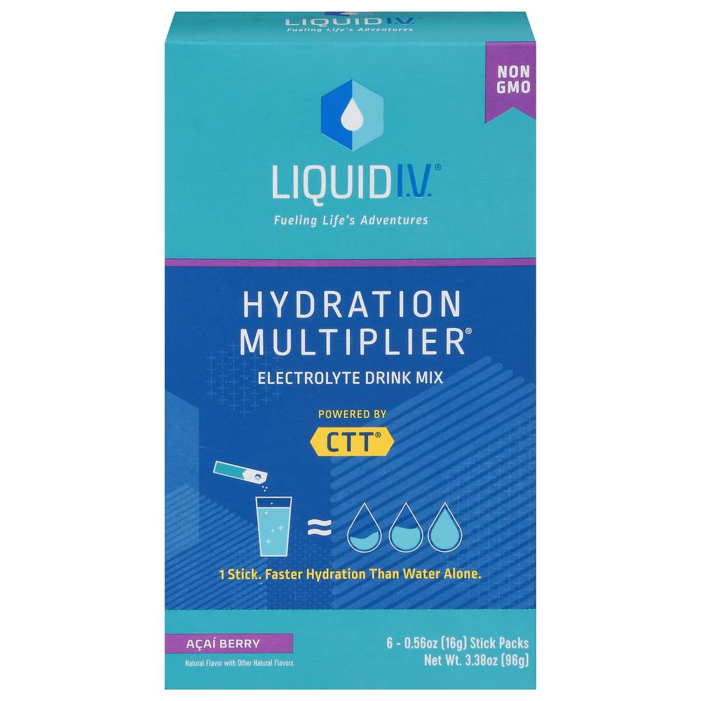 Liquid I.v. Hydration Multiplier Electrolyte Drink Mix (6 ct) (3.38 oz) (acai berry)