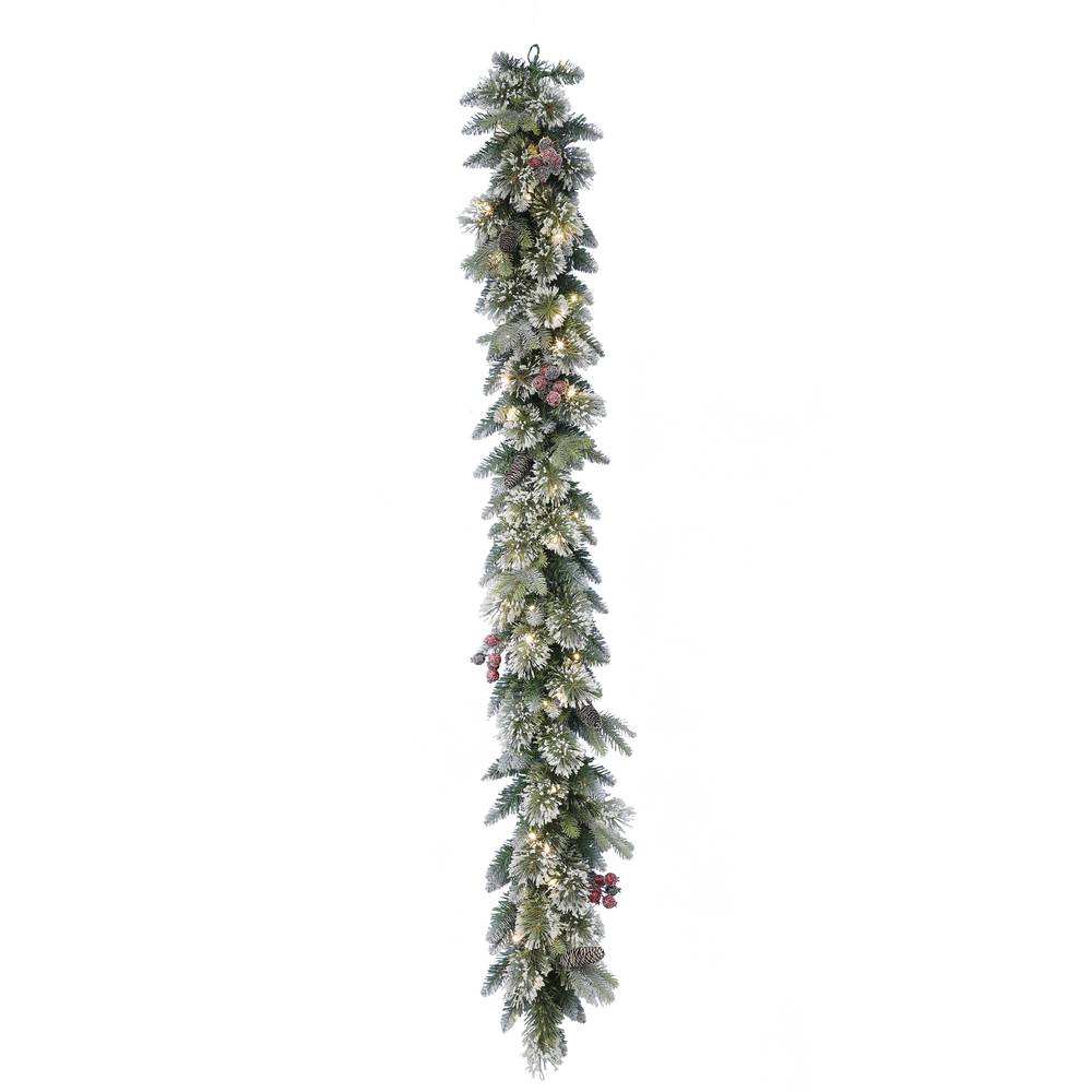 Holiday Living Frost Berry Indoor/Outdoor Pre-lit Battery-operated 6-ft Mixed Needle Artificial Garland with Color Changing LED Lights | LW23-ST34-G6LDR4