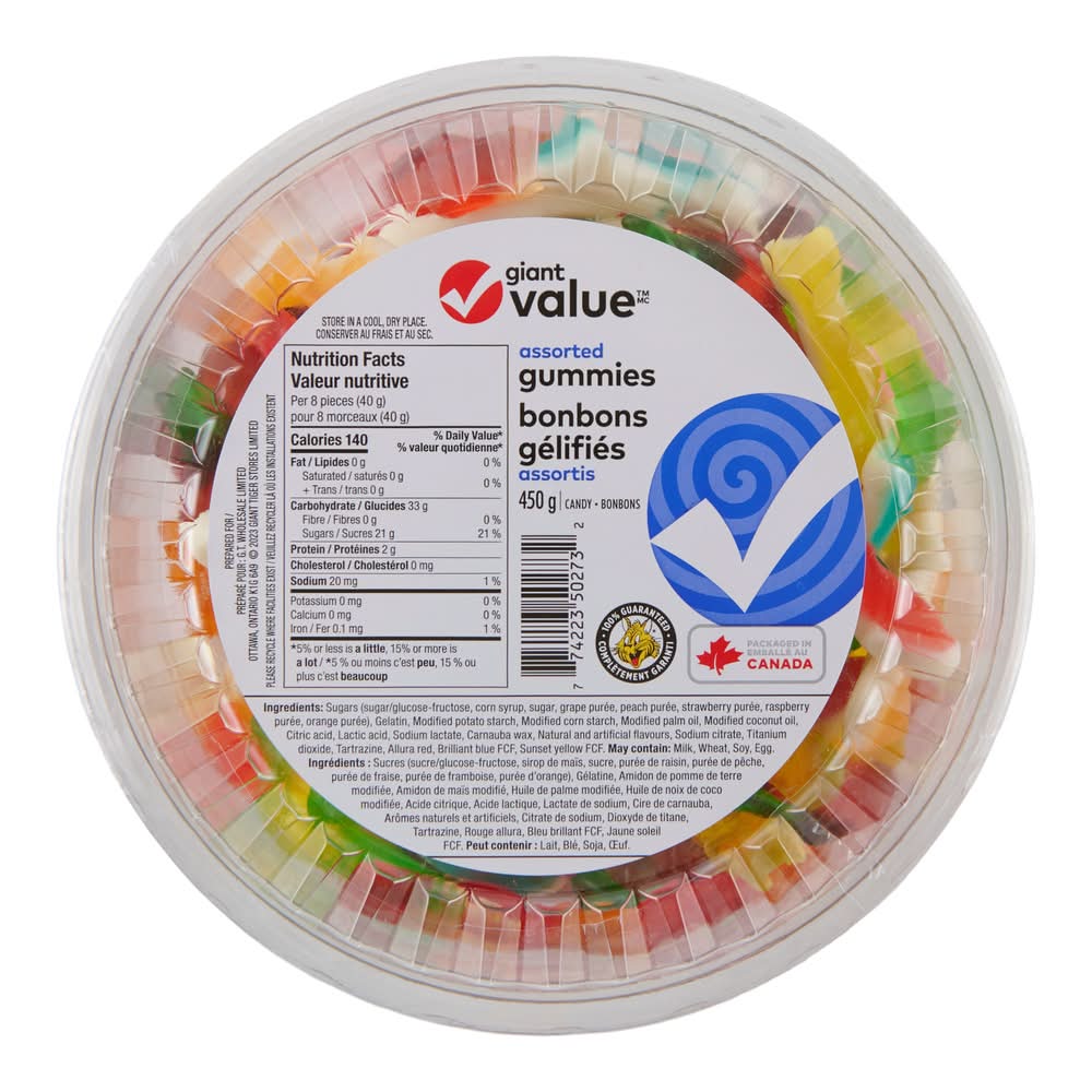 Giant Original Gummies Candy, Assorted (450 g)