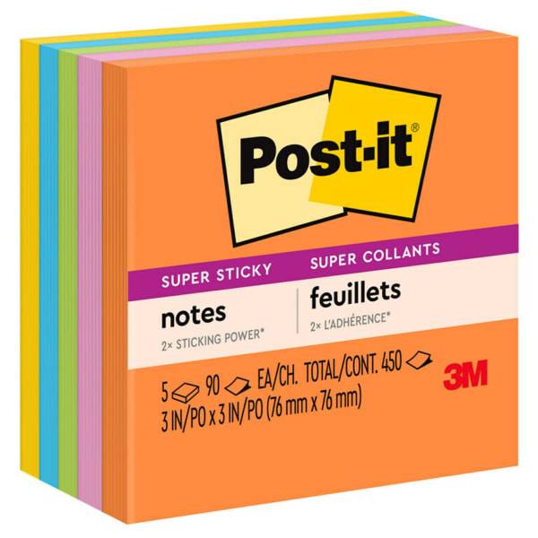 Post-It Super Sticky Notes, 3" X 3" ( 5 ct)