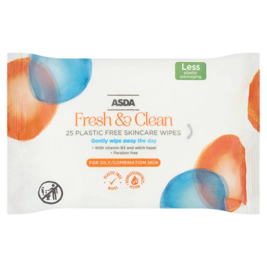 ASDA Fresh & Clean Plastic Free Skincare Wipes (25 ct)