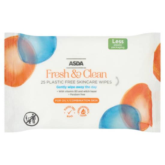 Asda Fresh & Clean 25 Plastic Free Skincare Wipes