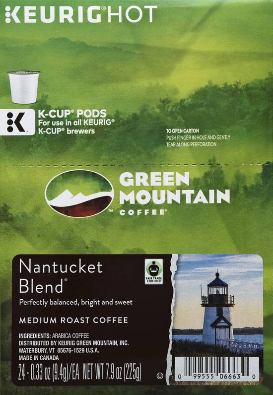 Green Mountain Coffee Nantucket Blend Medium Roast Coffee K-Cup Pods (24 x 0.3 oz)