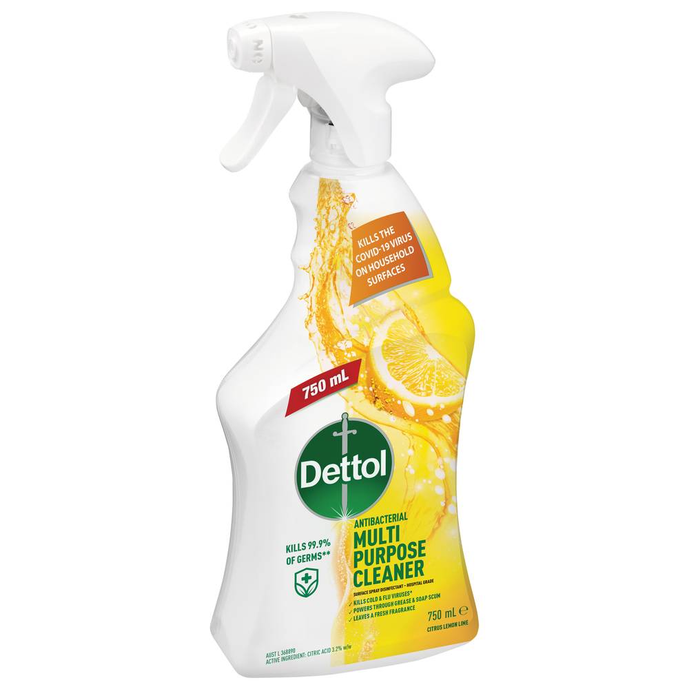 Dettol Antibacterial Multipurpose Household Surface Cleaner, Citrus Lemon Lime (750mL)