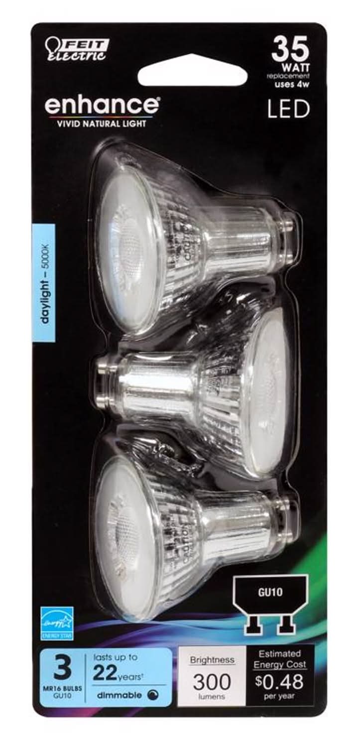 Feit Electric Enhance Mr16 Gu10 Led Bulb Daylight 35 Watt Equivalence 3 Pk